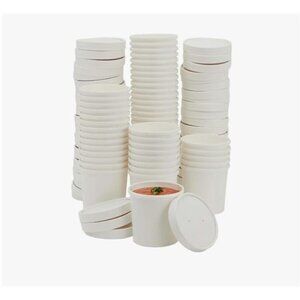 NEW Juvale 12 oz To Go Soup Disposable Containers with Lids 50 Pack White